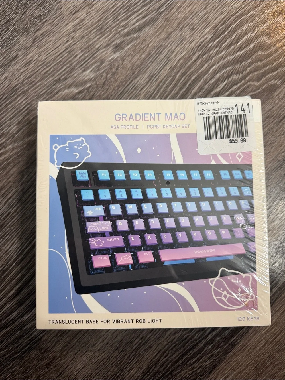 Gradient Mao Translucent Keycap Set — Purple & Blue